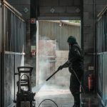 Power hosing barn