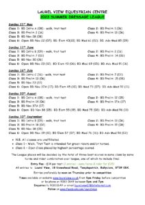 2023 Summer Dressage League Schedule