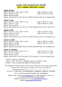 2024 Summer Dressage League Schedule